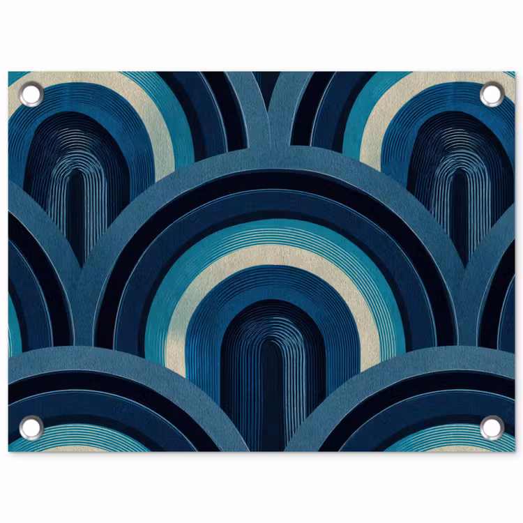 Tuinposter - Bogen - Geometrisch - Patroon - Blauw - Retro — 1