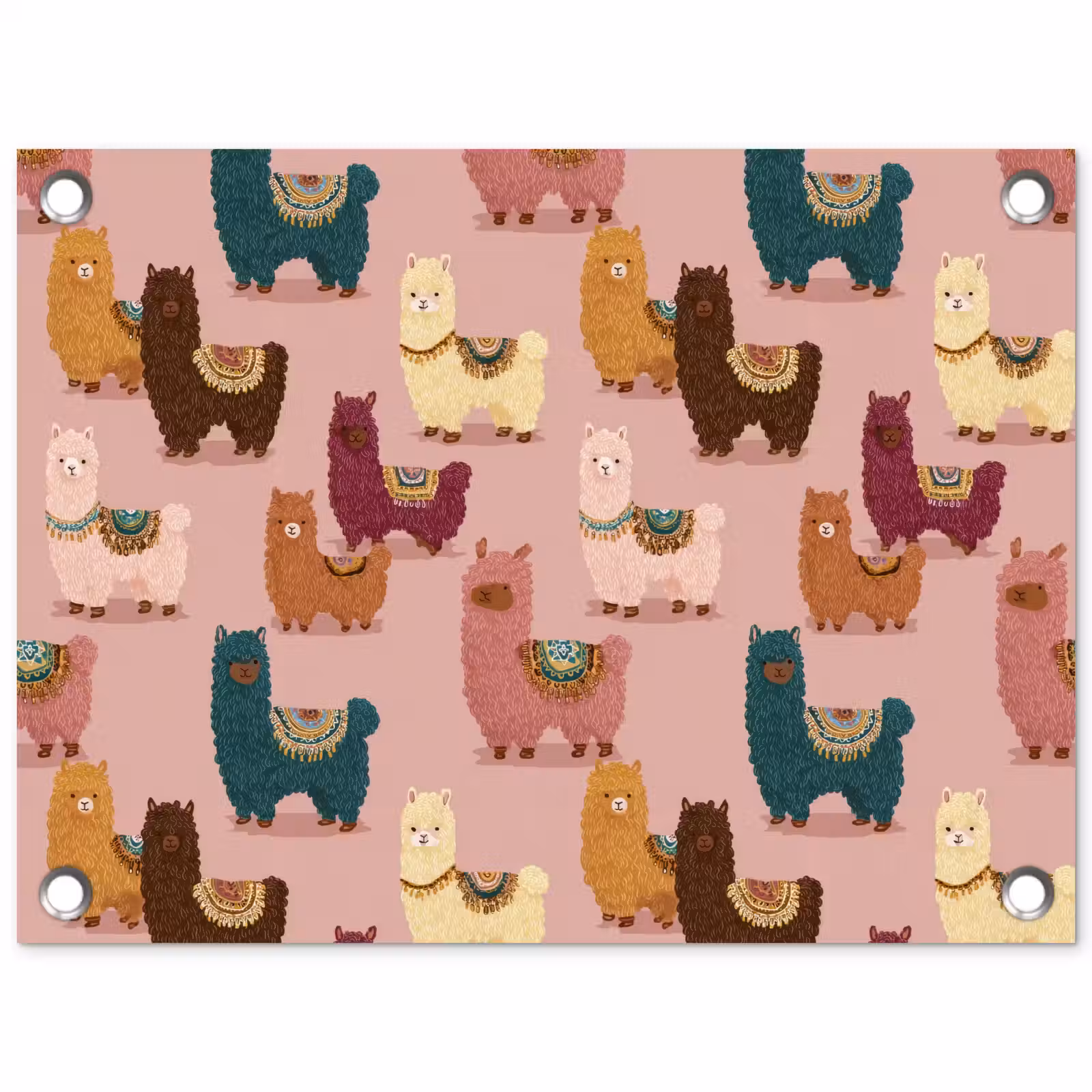 Tuinposter - Alpaca's - Patroon - Kleurrijk — 1