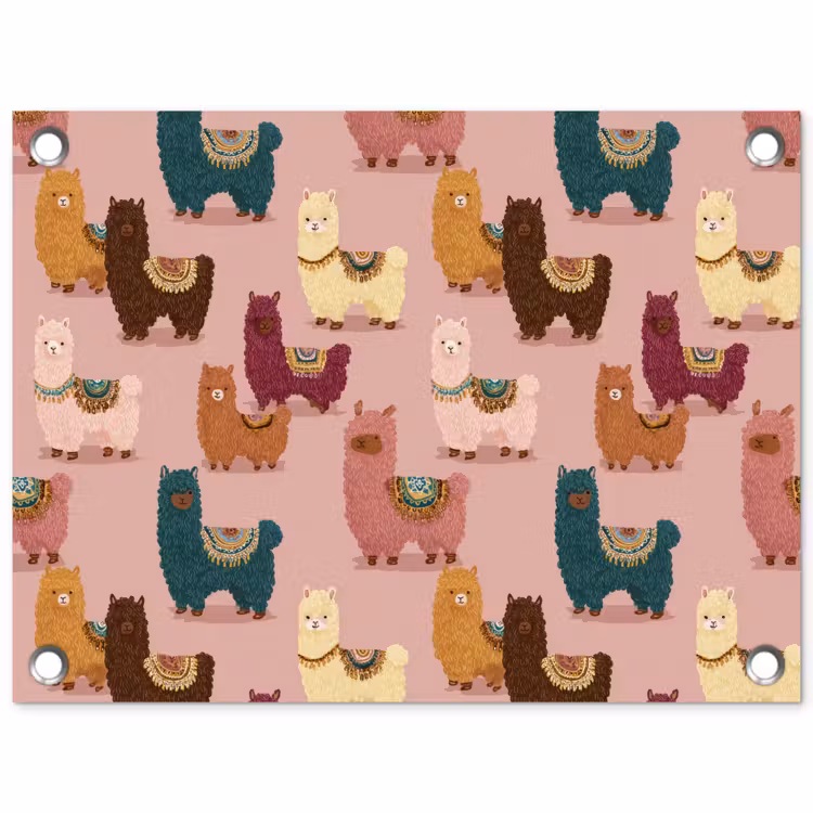 Tuinposter - Alpaca's - Patroon - Kleurrijk — 1