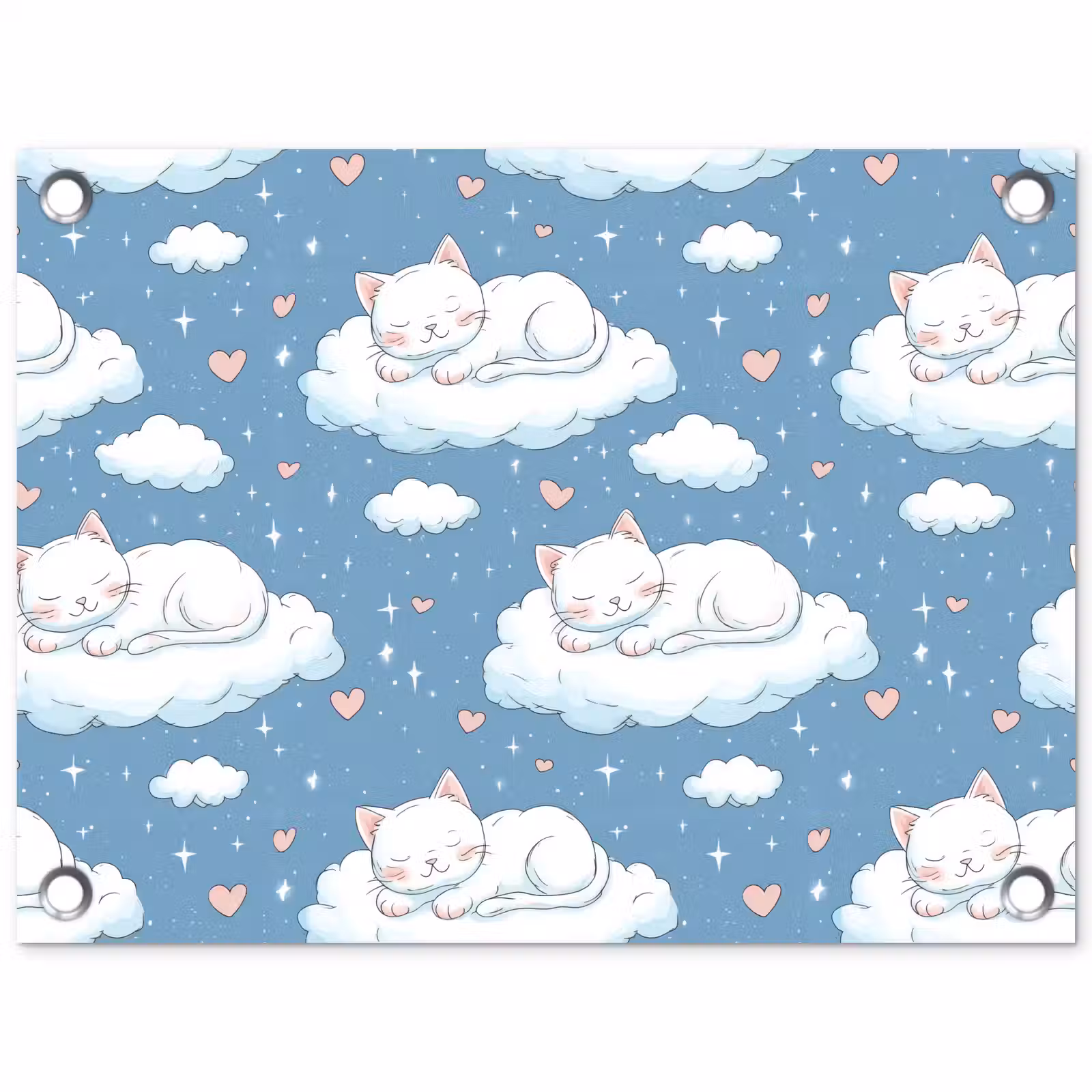 Tuinposter - Kitten - Wolken - Blauw — 1