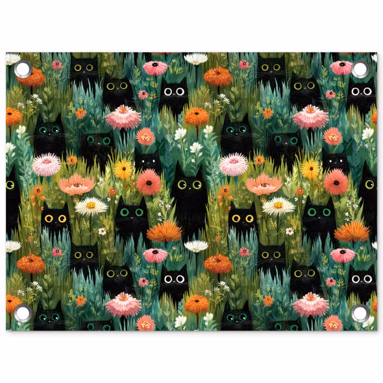 Tuinposter - Katten - Bloemen - Kleurrijk — 1