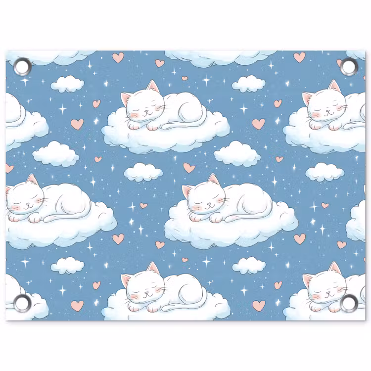 Tuinposter - Kitten - Wolken - Blauw — 1