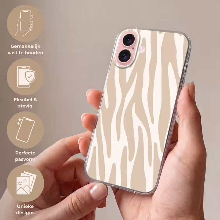 Telefoonhoesje - Zebraprint - Beige - Wit - Dierenprint — 4