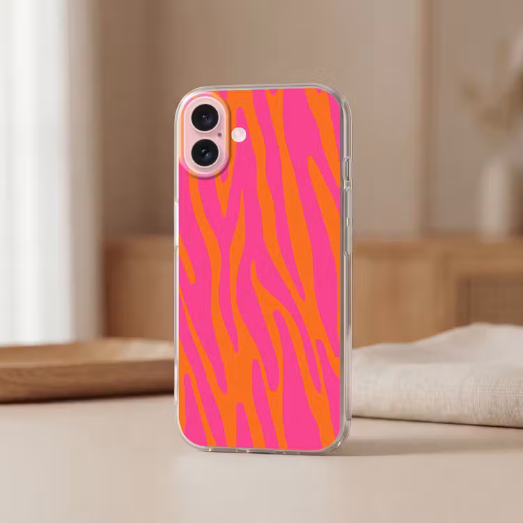 Telefoonhoesje - Zebraprint - Roze - Oranje - Dierenprint — 3
