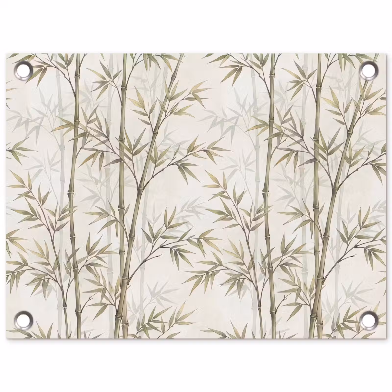 Tuinposter - Bamboe - Bladeren - Natuur - Aquarel - Groen — 1