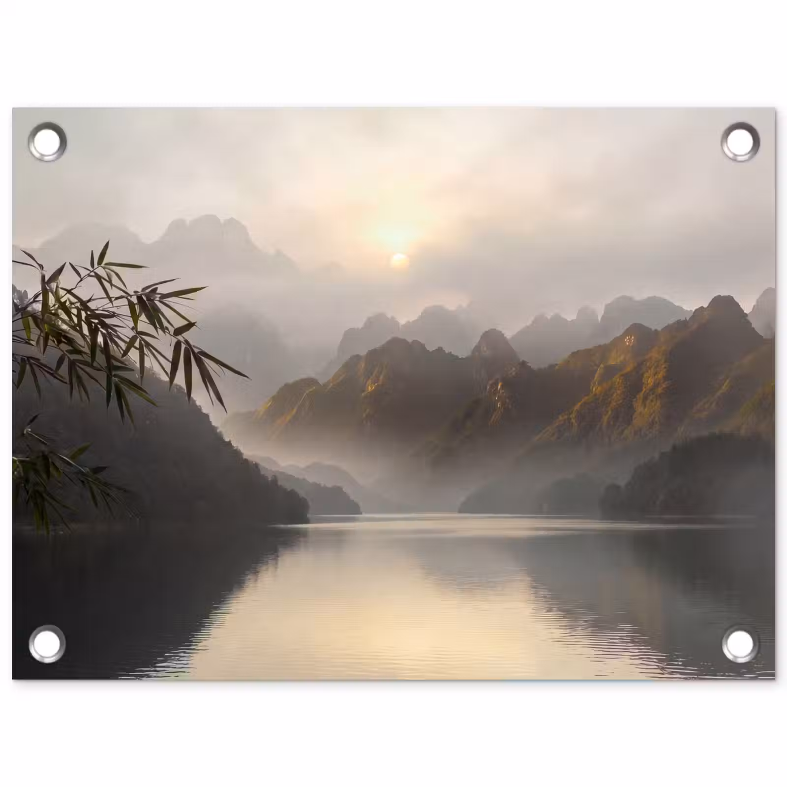 Tuinposter - Bergen - Water - Mist - Natuur - Landschap — 1