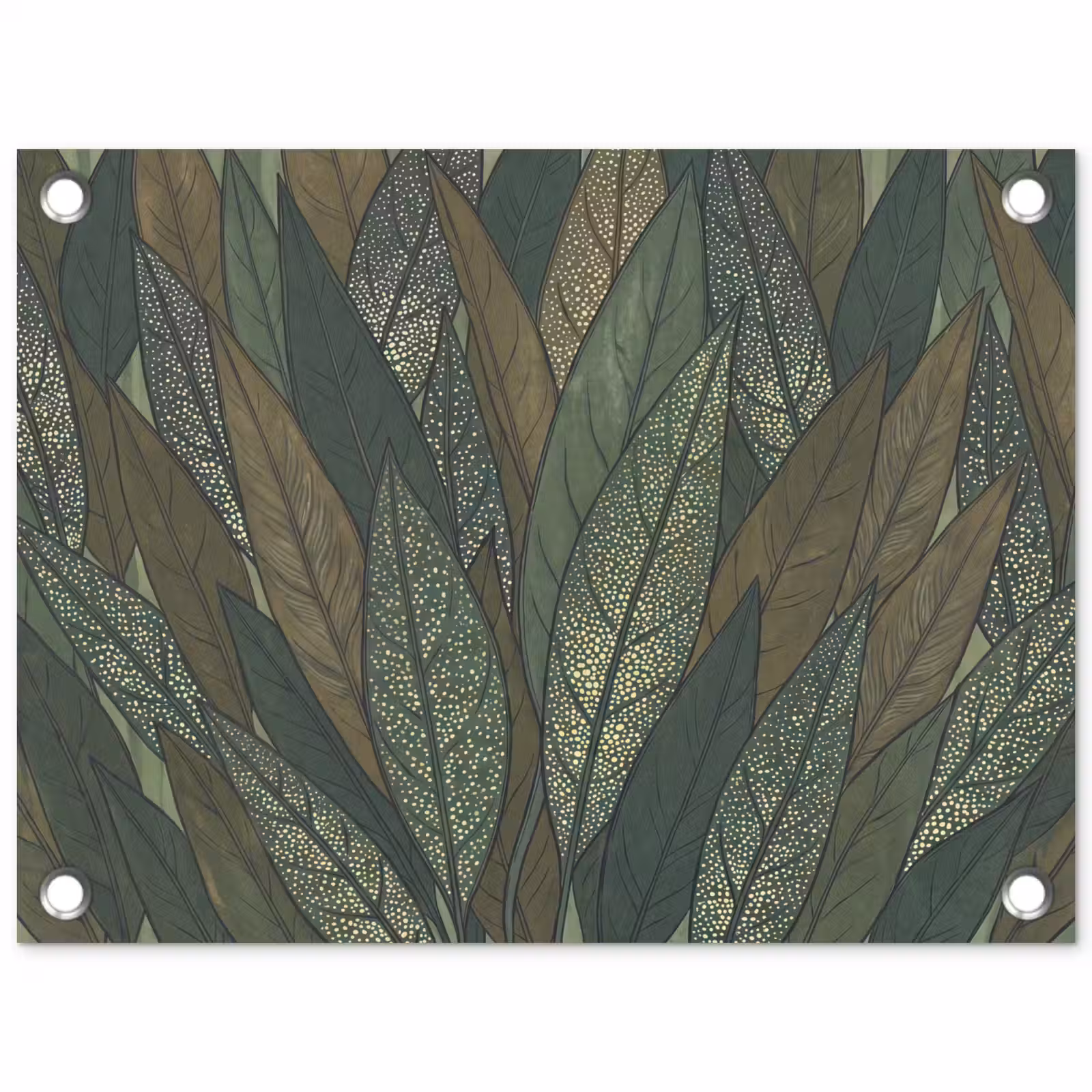Tuinposter - Bladeren - Patroon - Gestippeld - Natuur - Groen — 1