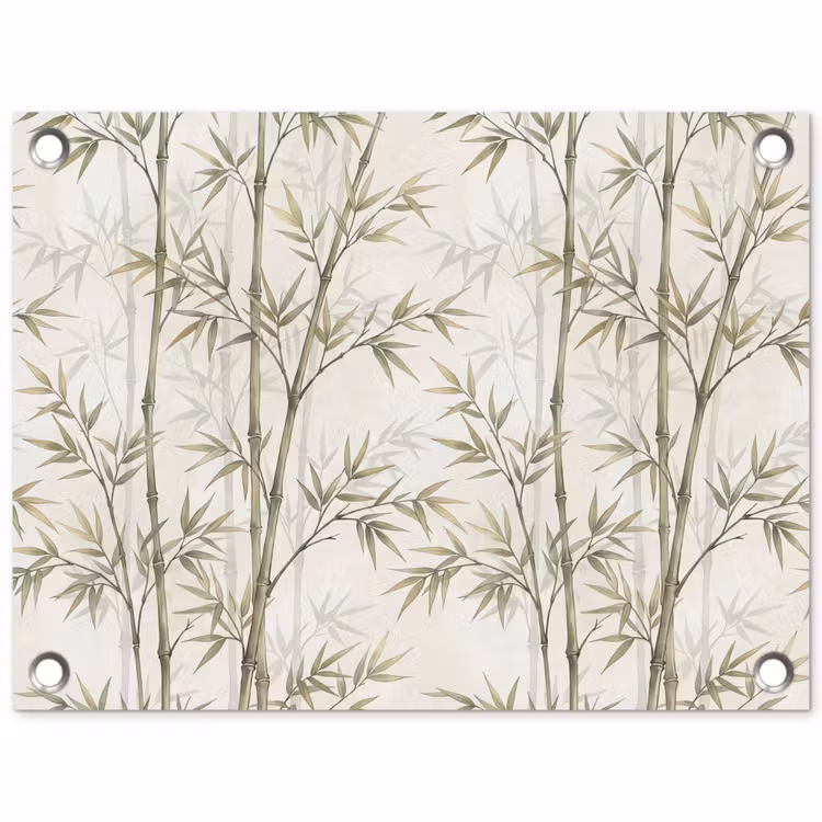 Tuinposter - Bamboe - Bladeren - Natuur - Aquarel - Groen — 1
