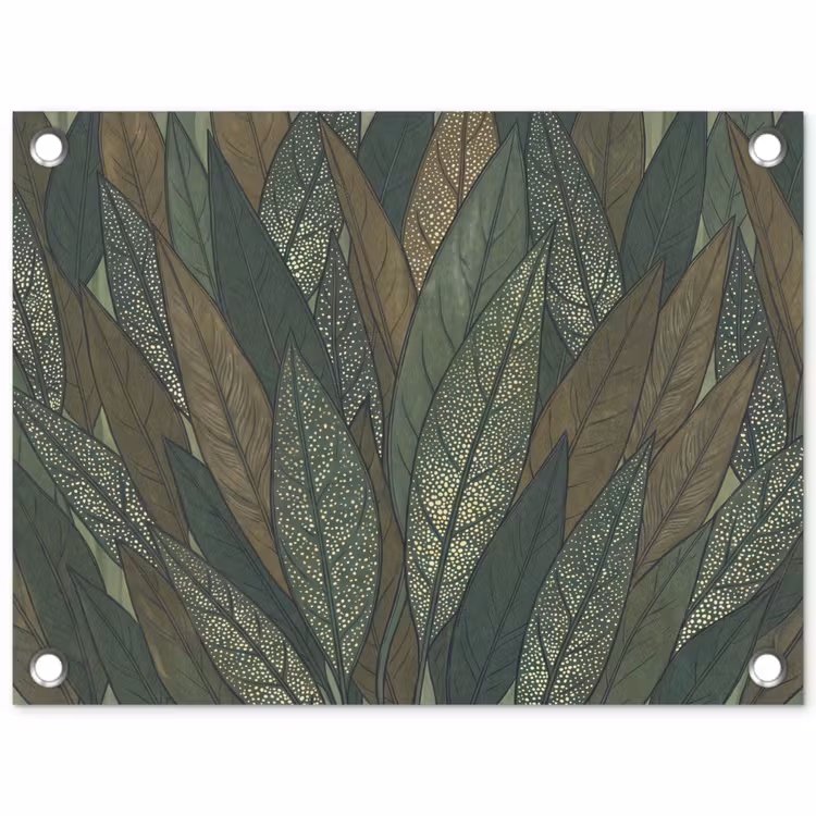 Tuinposter - Bladeren - Patroon - Gestippeld - Natuur - Groen — 1