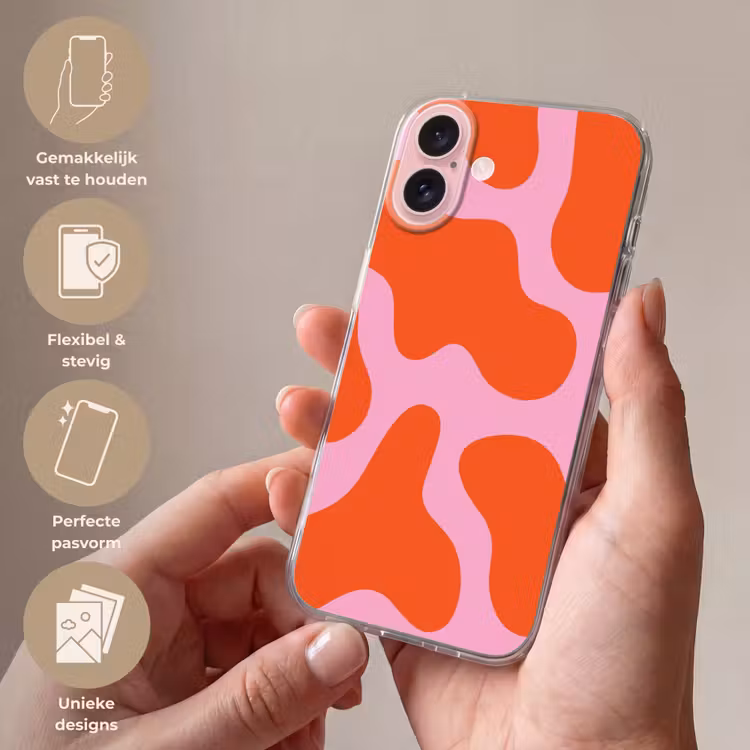 Telefoonhoesje - Vlekken - Rood - Roze - Patroon - Minimalistisch — 4