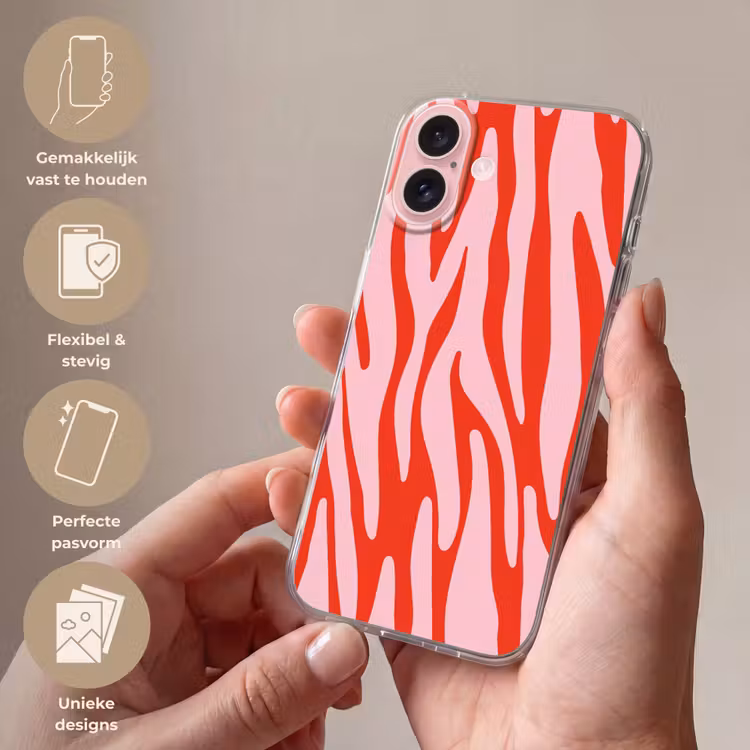 Telefoonhoesje - Zebraprint - Roze - Rood - Dierenprint — 4