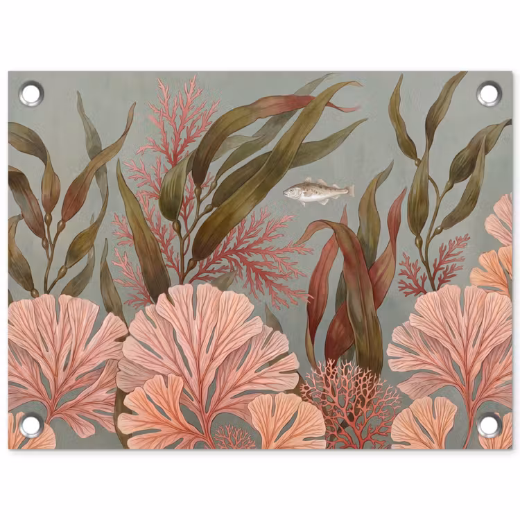 Tuinposter - Onderwater - Planten - Vis - Vintage - Groen — 1