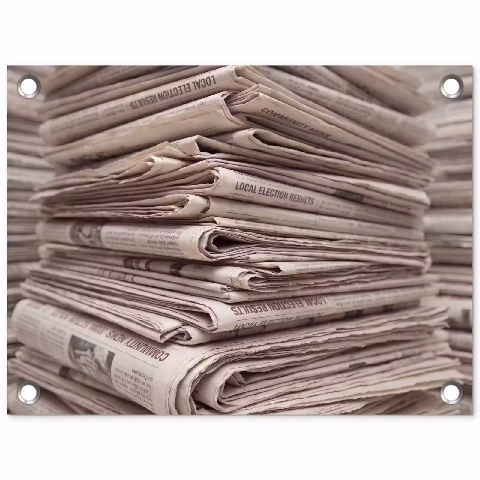 Tuinposter - Kranten - Stapel - Nieuws - Vintage - Beige — 1