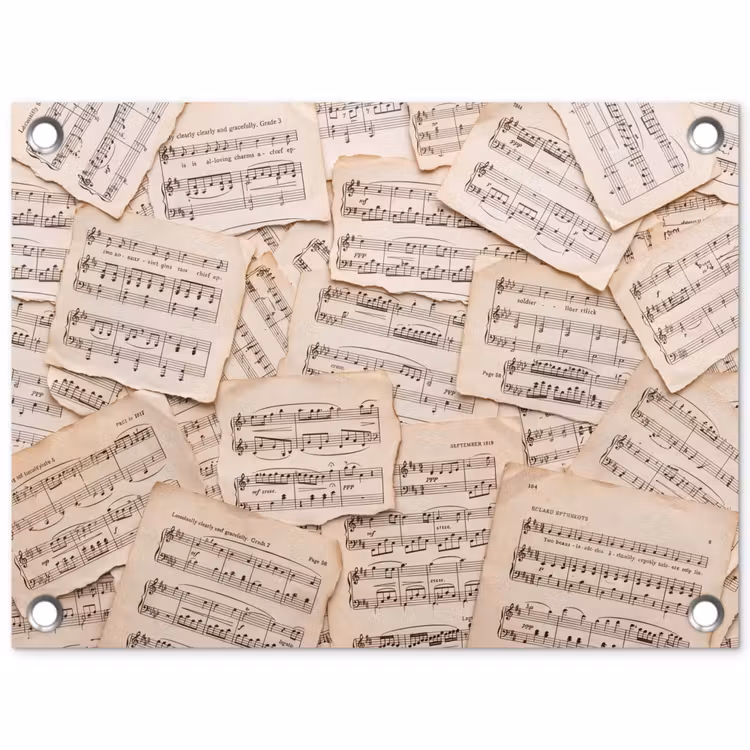 Tuinposter - Bladmuziek - Oud - Noten - Vintage - Beige — 1
