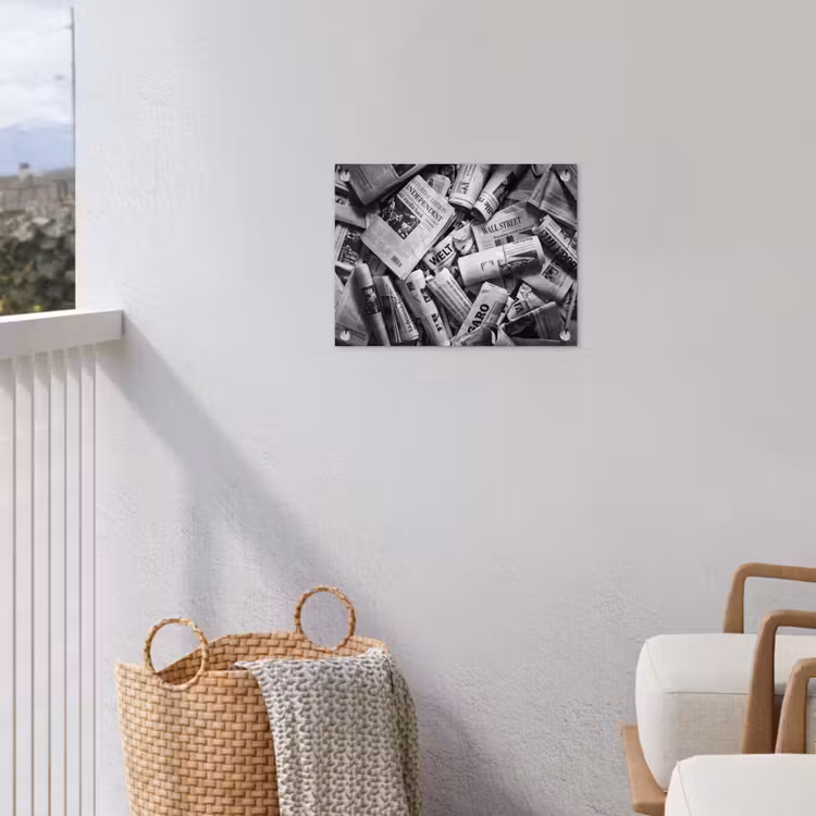 Tuinposter - Krant - Stapel - Nieuws - Zwart-wit — 3