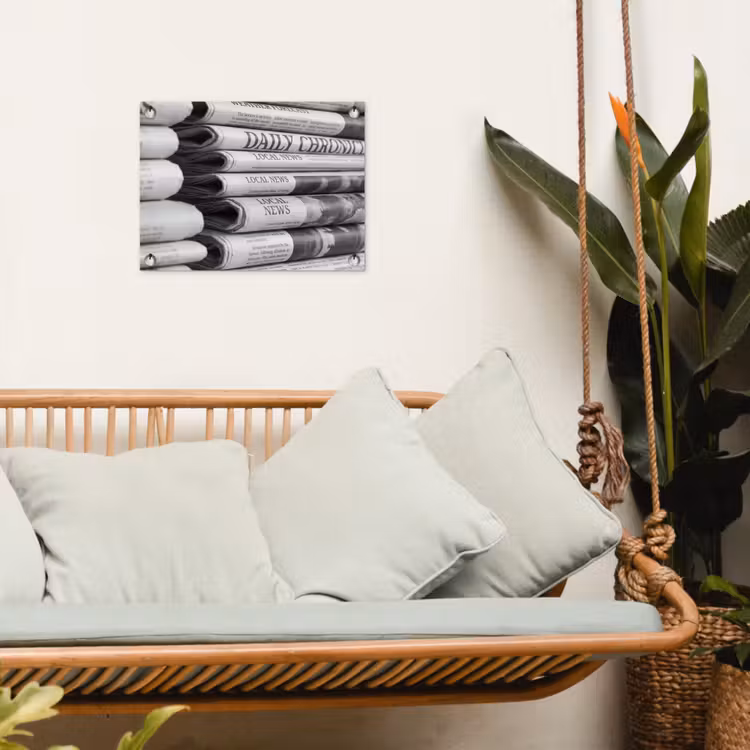 Tuinposter - Krant - Stapel - Nieuws - Zwart-wit - Media — 5