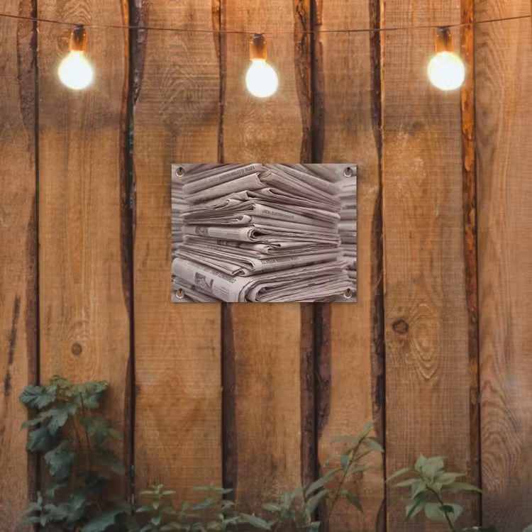 Tuinposter - Kranten - Stapel - Nieuws - Vintage - Beige — 2