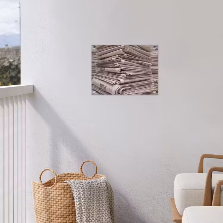 Tuinposter - Kranten - Stapel - Nieuws - Vintage - Beige — 3