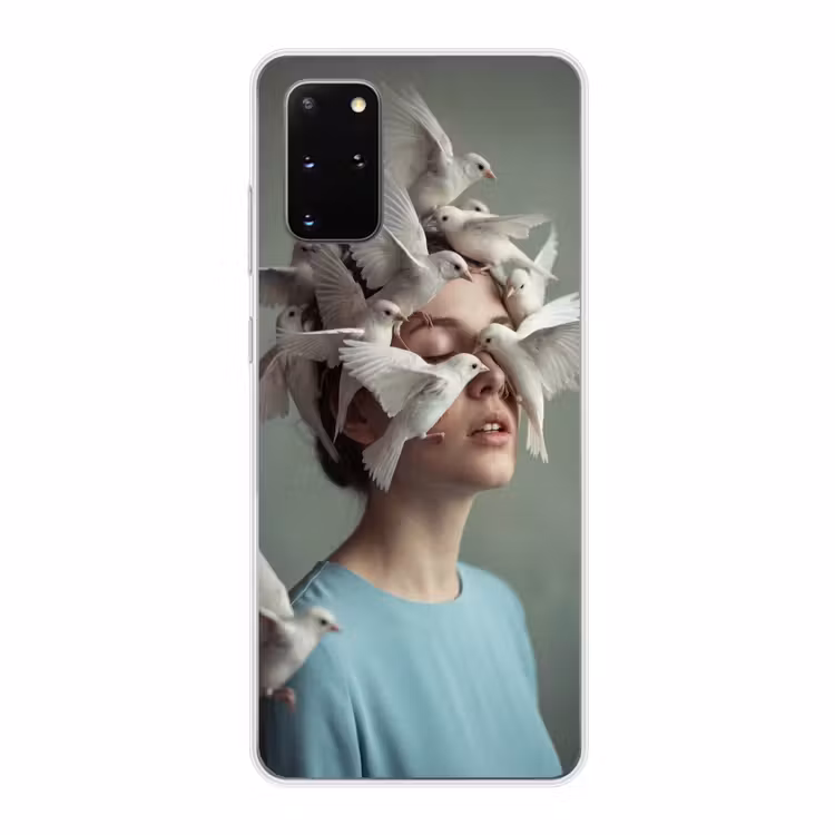 Telefoonhoesje - Vrouw - Vogels - Abstract - Modern - Wit — 1