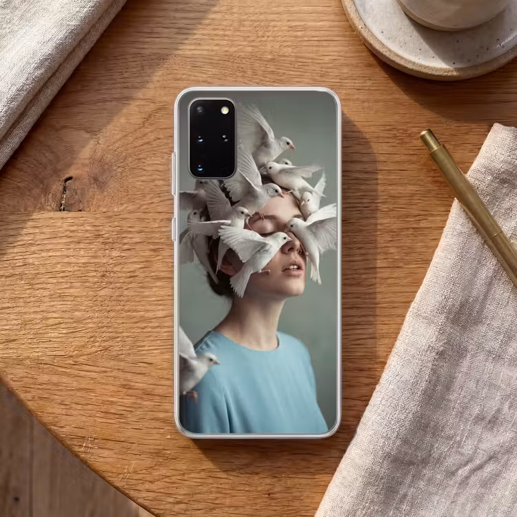 Telefoonhoesje - Vrouw - Vogels - Abstract - Modern - Wit — 2