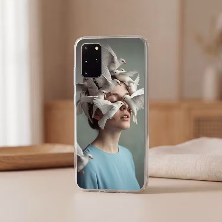 Telefoonhoesje - Vrouw - Vogels - Abstract - Modern - Wit — 3