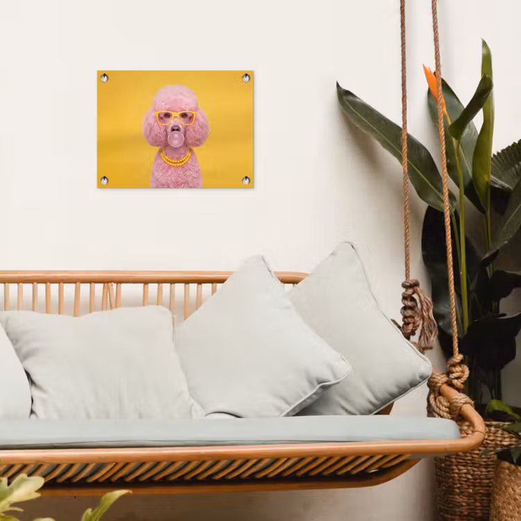 Tuinposter - Hond - Kauwgum - Dieren - Modern - Roze — 5