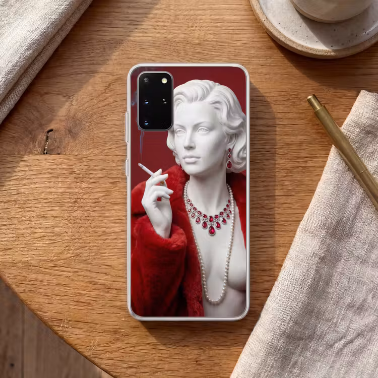 Telefoonhoesje - Vrouw - Bontjas - Mode - Klassiek - Rood — 2