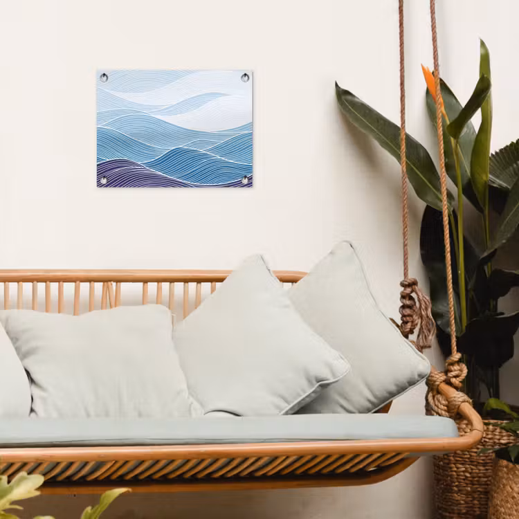 Tuinposter - Abstract - Golven - Patroon - Blauw - Modern — 5