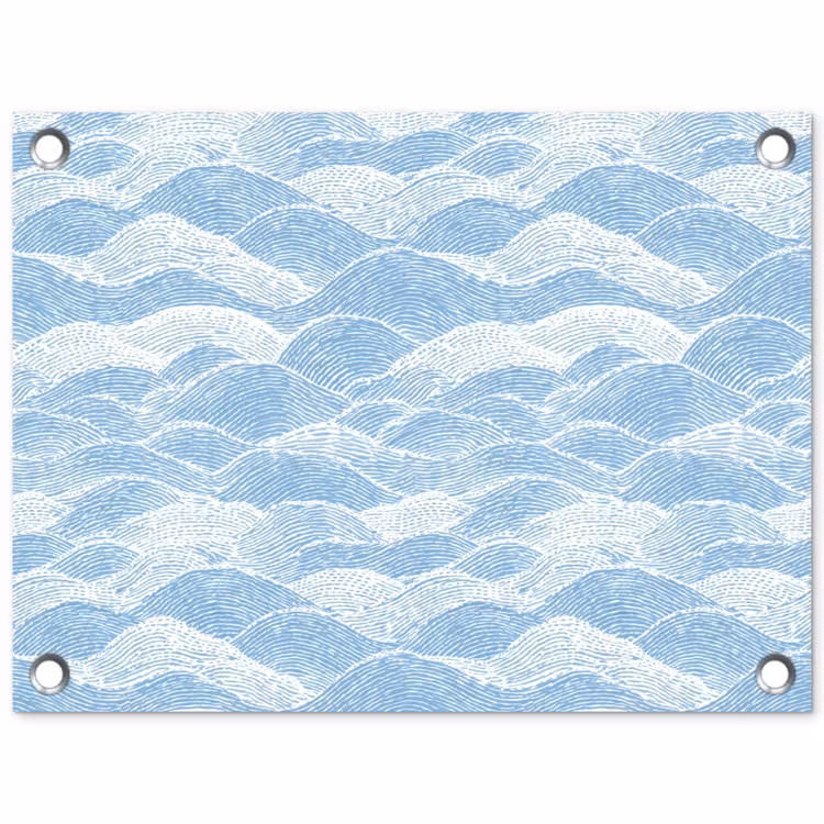 Tuinposter - Blauw - Wit - Golven - Getekend — 1