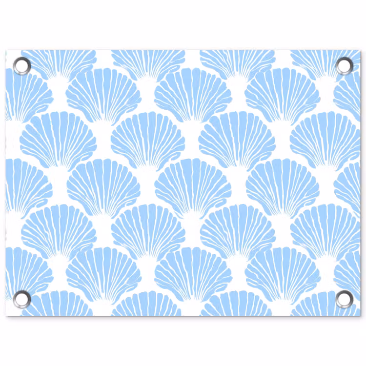 Tuinposter - Blauw - Wit - Schelpen - Grafisch - Structuur — 1