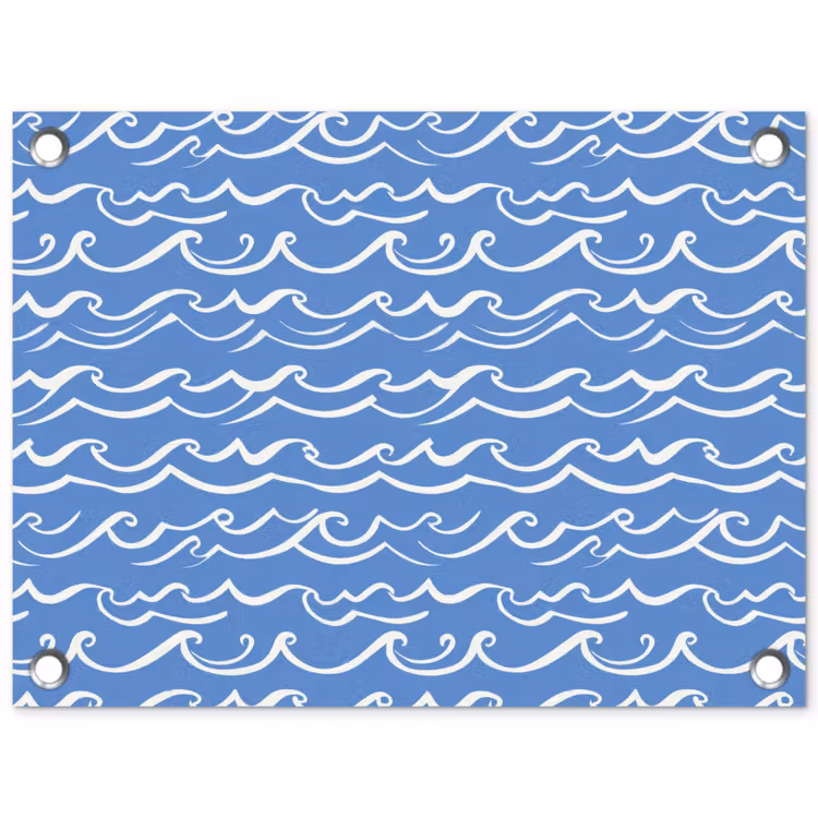Tuinposter - Blauw - Wit - Simpel - Getekend - Golven — 1