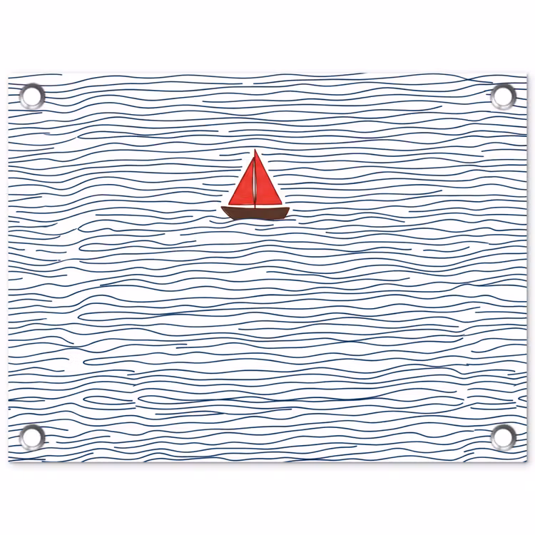 Tuinposter - Boot - Water - Rood - Illustratie - Minimalistisch — 1