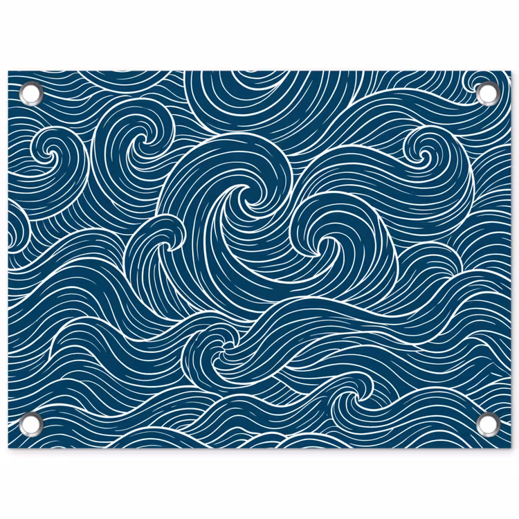 Tuinposter - Golven - Spiraal - Water - Abstract - Blauw — 1