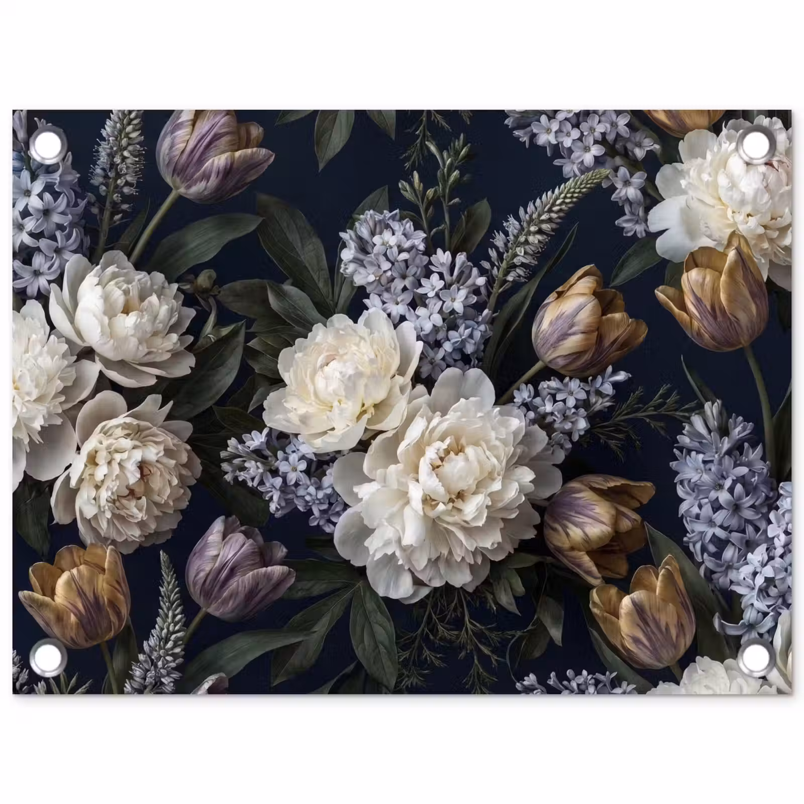 Tuinposter - Bloemen - Donker - Elegant - Natuur - Wit — 1