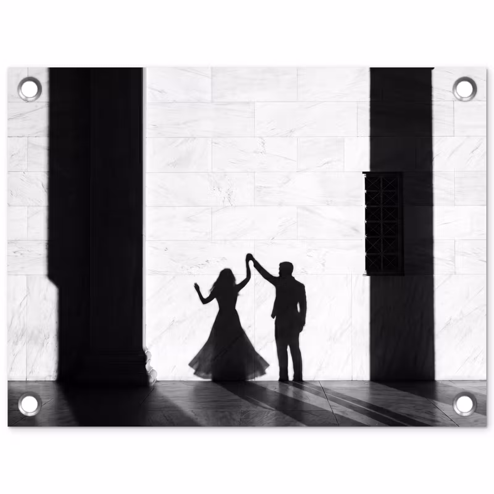 Tuinposter - Mensen - Schaduw - Dans - Zwart-wit - Liefde — 1