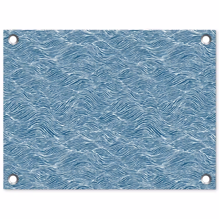 Tuinposter - Blauw - Wit - Golven - Getekend - Textuur — 1