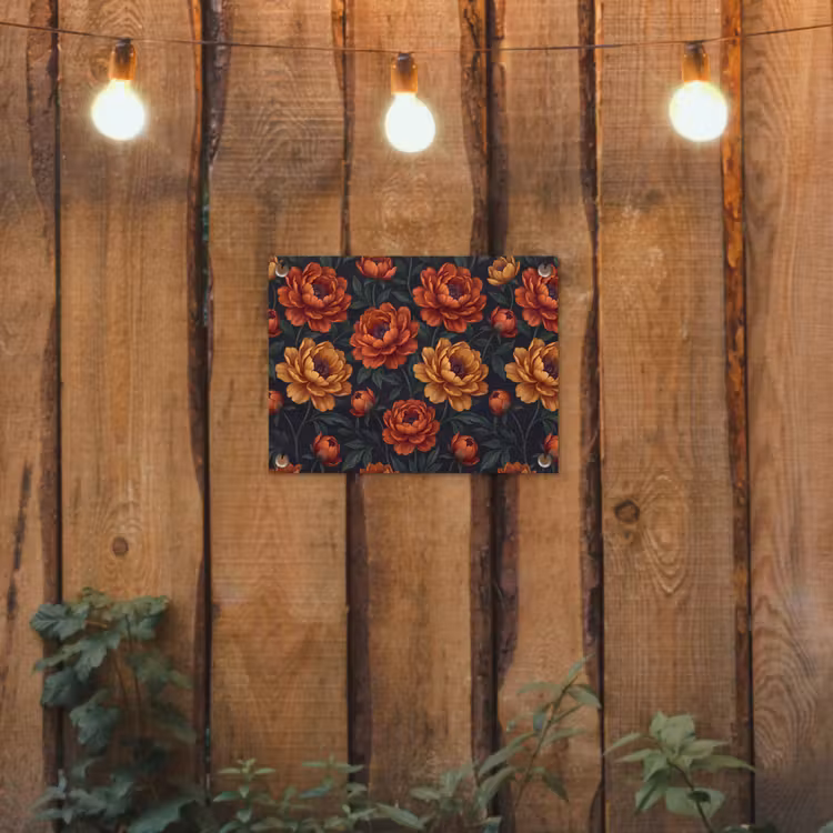 Tuinposter - Bloemen - Bladeren - Natuur - Modern - Oranje — 2