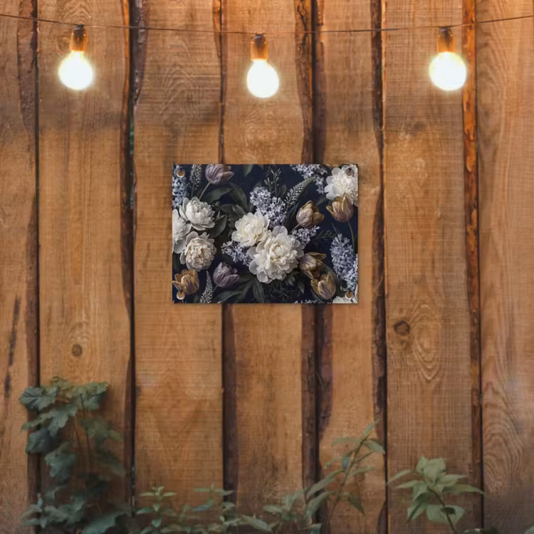 Tuinposter - Bloemen - Donker - Elegant - Natuur - Wit — 2