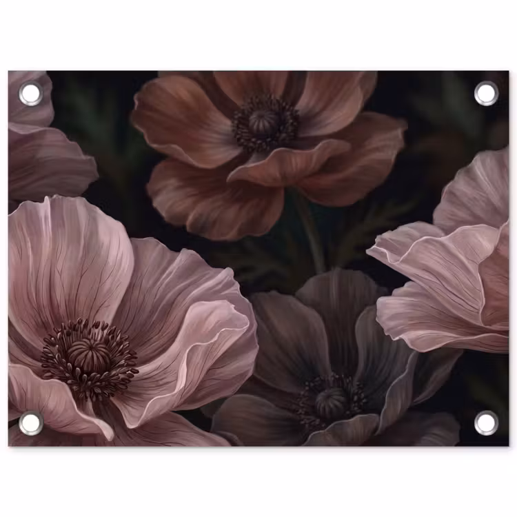 Tuinposter - Bloemen - Natuur - Roze - Donker - Modern — 1