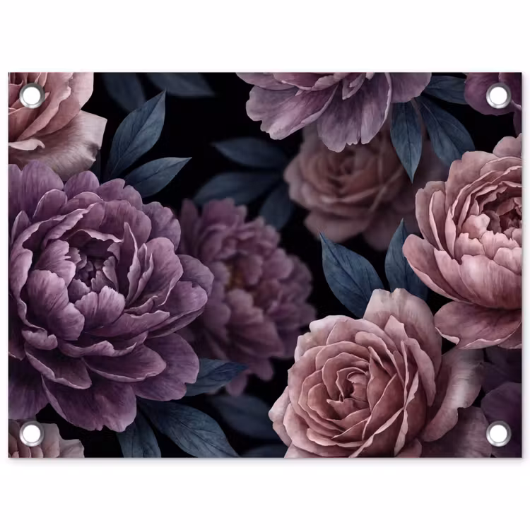 Tuinposter - Bloemen - Patroon - Donker - Botanisch - Paars — 1