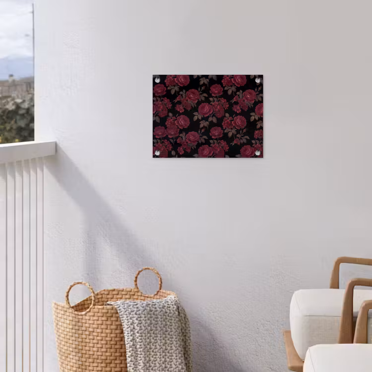 Tuinposter - Bloemen - Roos - Patroon - Klassiek - Rood — 3