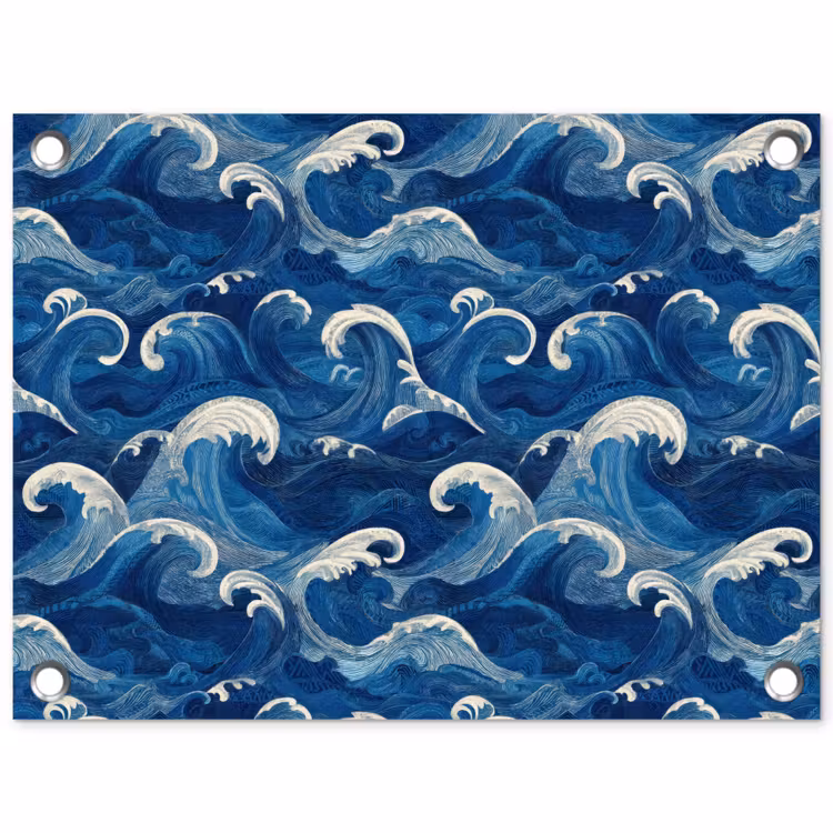 Tuinposter - Japans - Oceaan - Golven - Blauw — 1