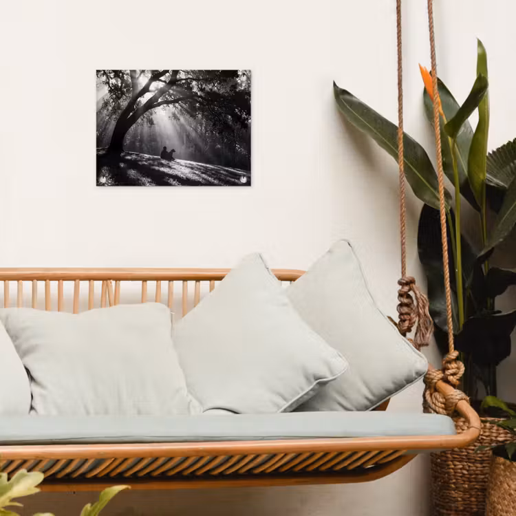 Tuinposter - Mens - Hond - Natuur - Zwart-wit - Silhouet — 5
