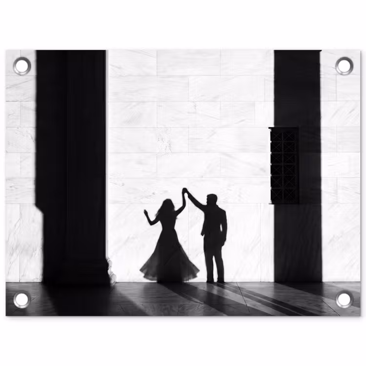 Tuinposter - Mensen - Schaduw - Dans - Zwart-wit - Liefde — 1