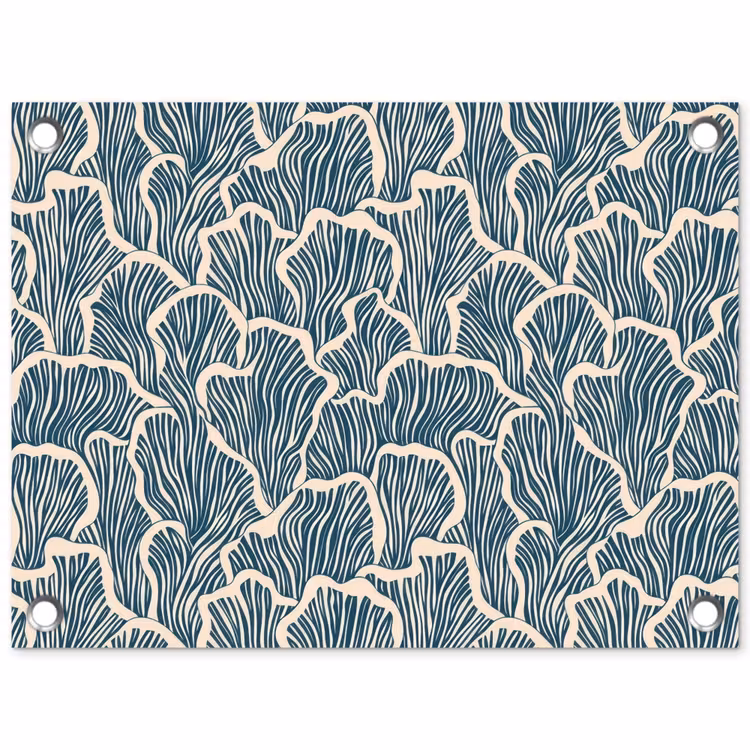 Tuinposter - Organisch - Blauw - Crème - Schelpen — 1