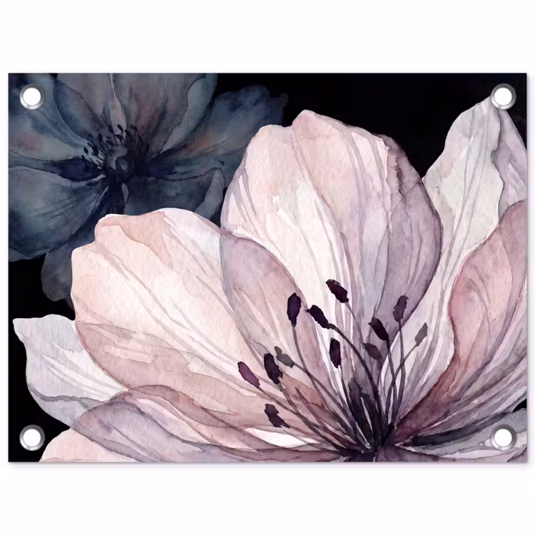 Tuinposter - Bloemen - Aquarel - Modern - Roze - Donker — 1