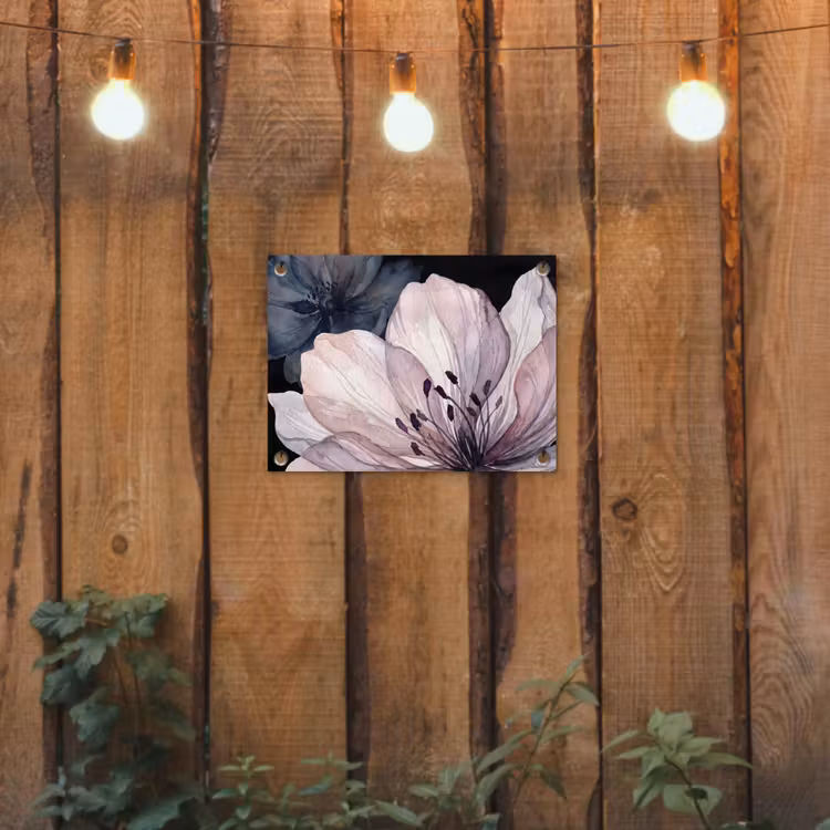 Tuinposter - Bloemen - Aquarel - Modern - Roze - Donker — 2