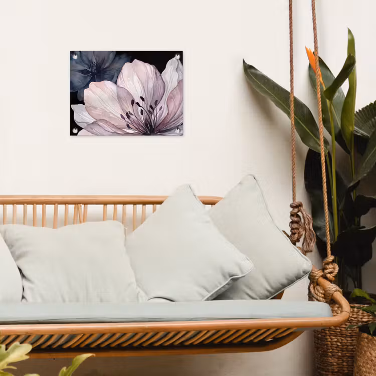 Tuinposter - Bloemen - Aquarel - Modern - Roze - Donker — 5