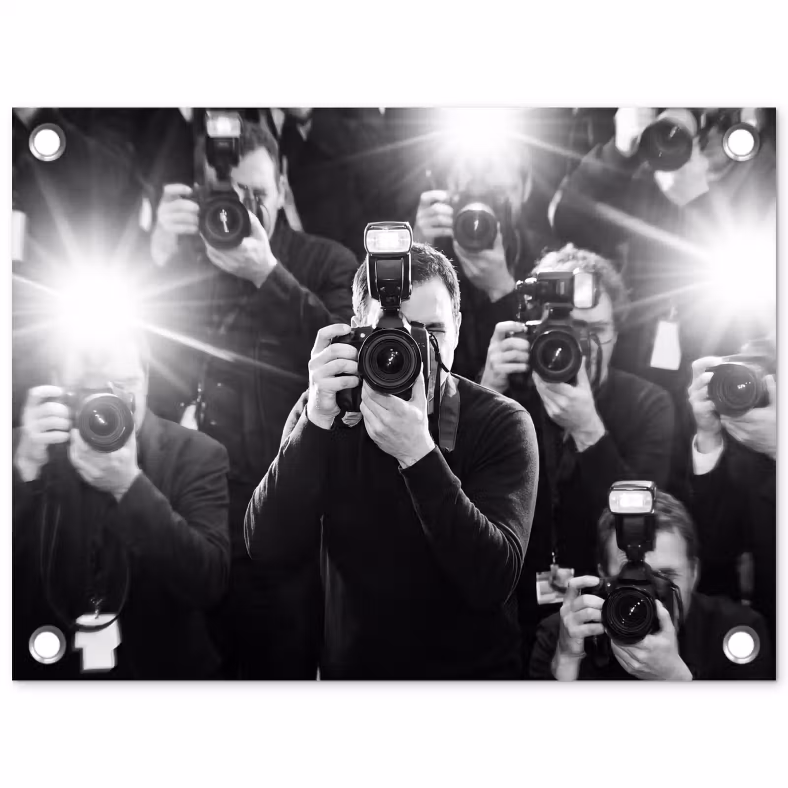 Tuinposter - Mensen - Camera - Flitslicht - Zwart-wit - Media — 1