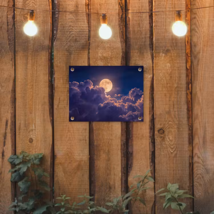 Tuinposter - Maan - Wolken - Nacht - Oranje — 2